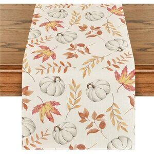 Orange Pumpkins Fall‎ Maple Leaves Table Autumn Kitchen Dining Decor 13x72 Inch